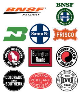 A collection of historical BNSF logos