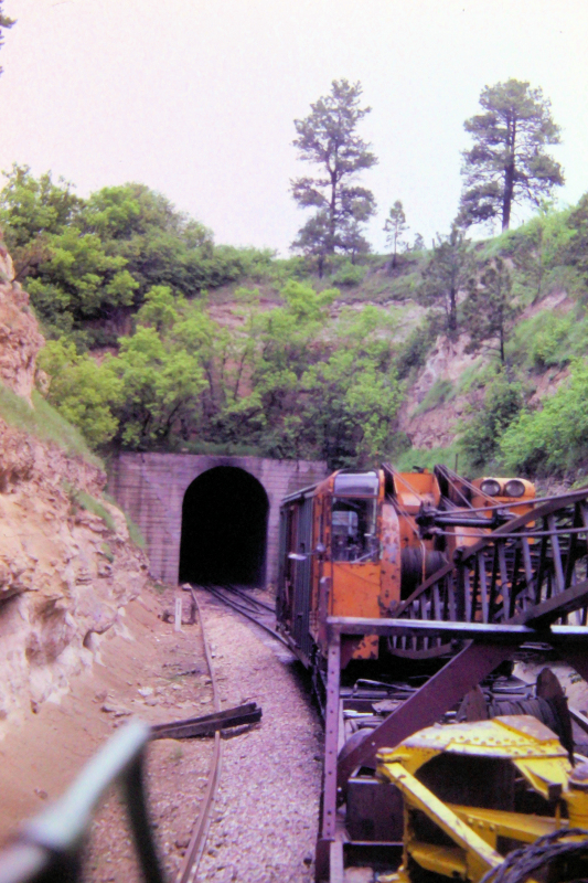 Crane entering a tunnel